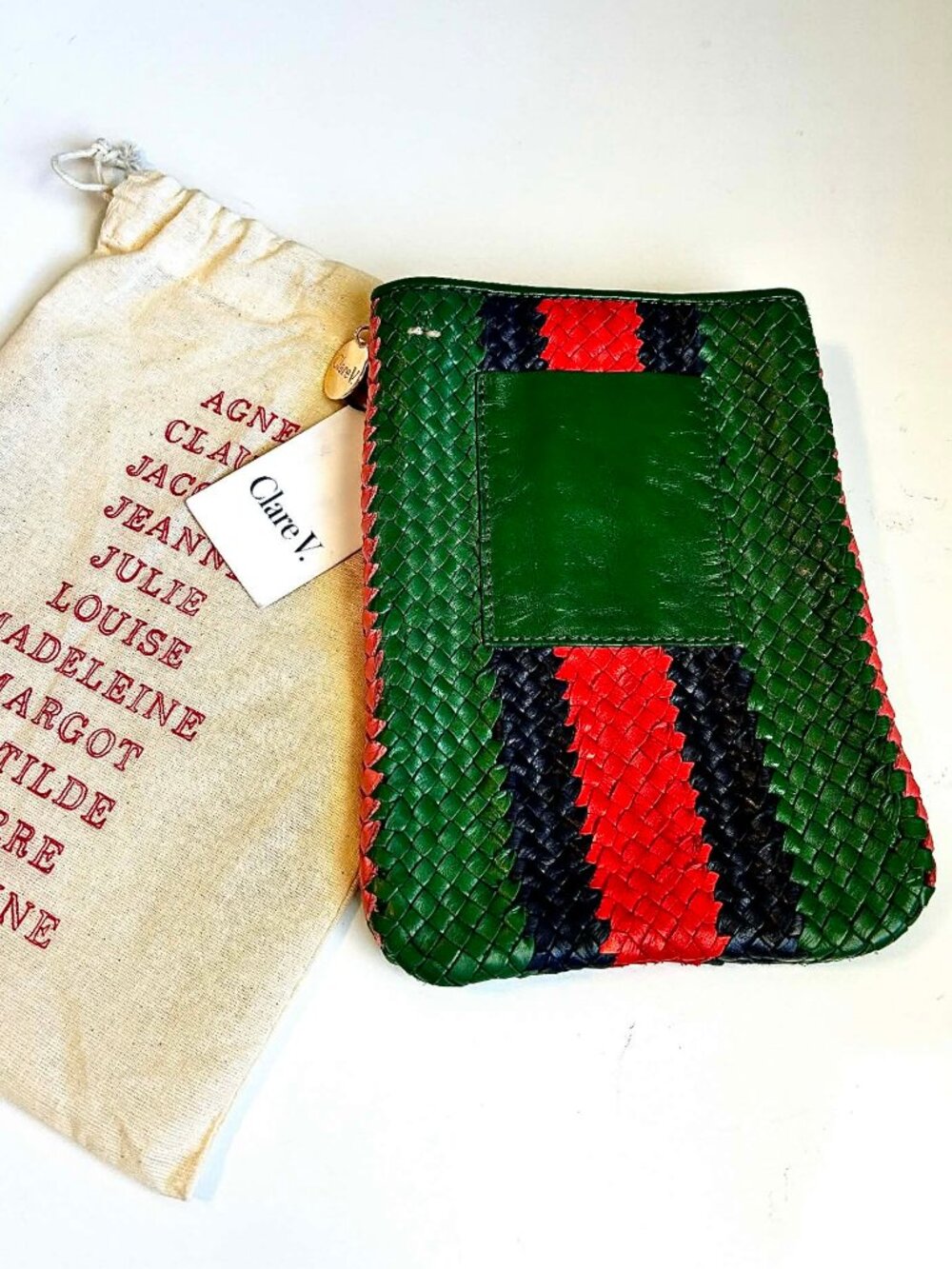 NWT CLARE V. Poche Boho Hand Woven Leather Mini Pouch Bag MSRP $245 - Picture 3 of 11